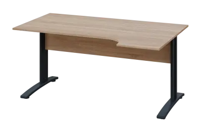 CRK 28 - 164 stůl kancelářský, rohový, pravý, kovová podnož černá, deska 25 mm, široký 1600 mm, dub